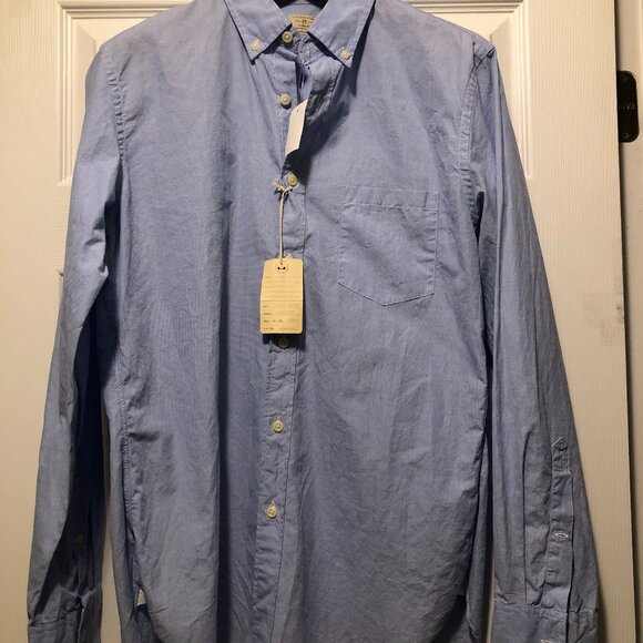 j.crew men's new blue 100%cotton casual shirt size: M(15-15 1/2)